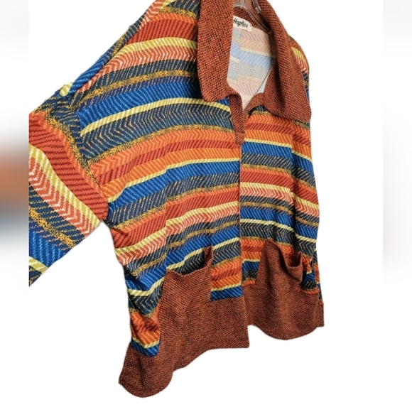 Haptics Multicolor Striped Long Sleeve Stretchy Shirt Women's Plus Size 1X NEW - Picture 3 of 10